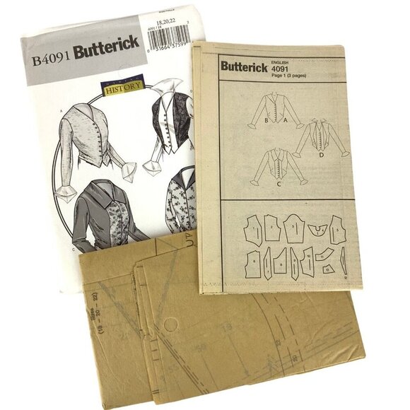 Butterick History B4091 Basque Shirt Blouse 1914 Sewing Pattern Size 18-22 Uncut - Picture 3 of 3